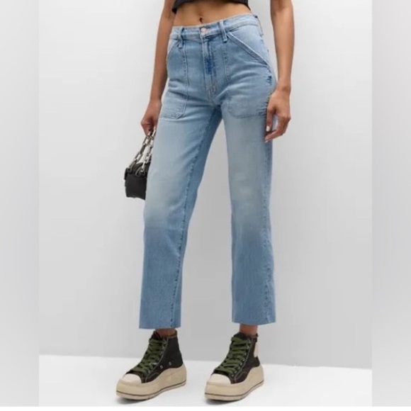 MOTHER The Patch Rambler Jeans Sz 32 Norway, Dude Wide Leg - Picture 3 of 10